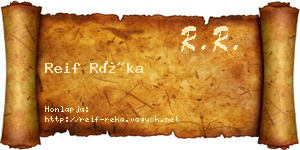 Reif Réka névjegykártya